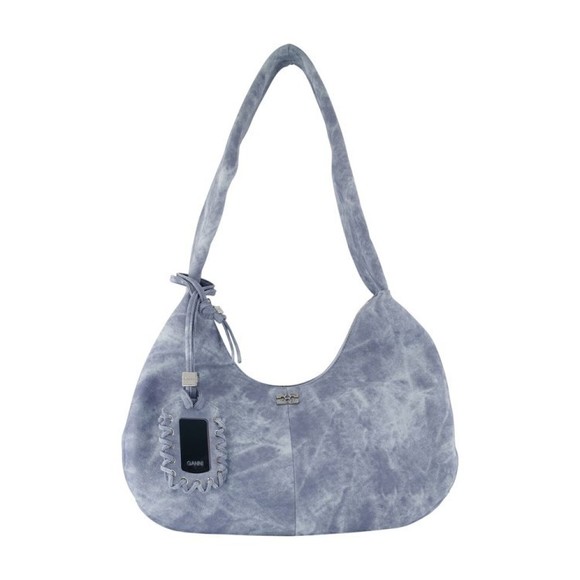 Ganni Bou Medium Shoulder Bag - Leather - Blue - NWT - Picture 1 of 2